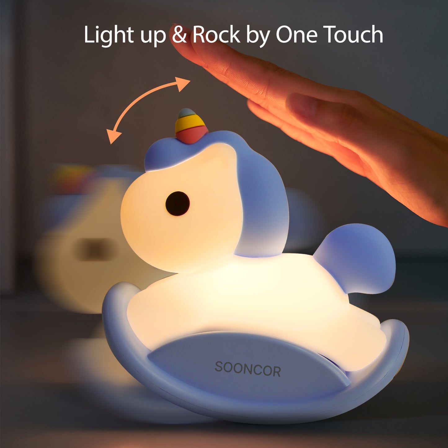 Rocking Horse Unicorn Night Light Silicone Rechargeable Timer Touch Dimmable