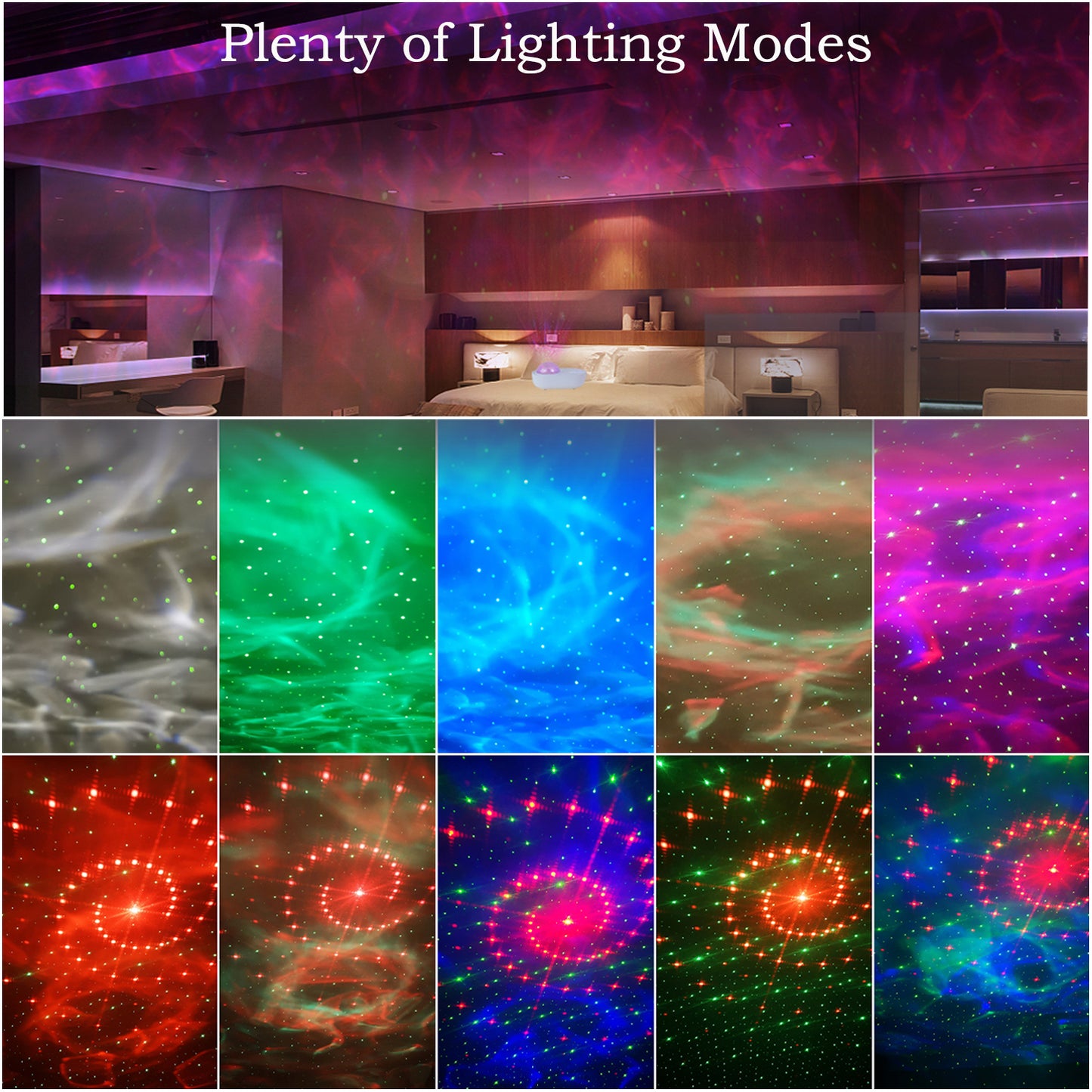 Galaxy Star Night Light Projector LED Ocean Wave Remote Bluetooth Music Speaker