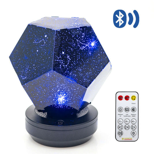 Galaxy Star LED Night Light Projector Bluetooth Music Player Rotating 3 Colours Adjustable Lights USB Cable Rechargeable Remote Control