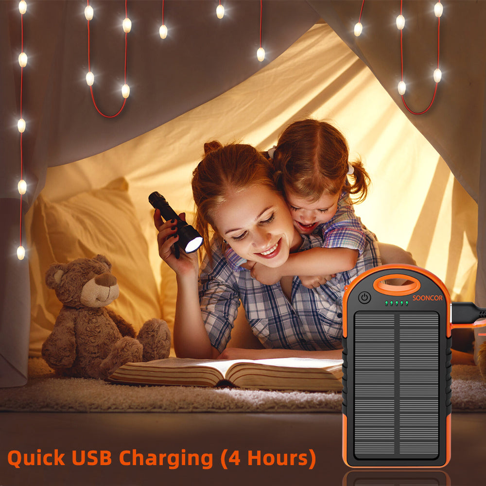 Guirlande Guinguette Lumineuse Extérieure Intérieure avec Batterie USB Rechargeable Solaire à 12+5 LEDs de 9M Détachable 7 Modes d’Éclairage Réglable.