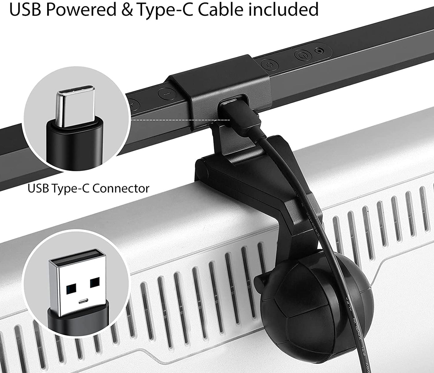 Computer Monitor Light Bar, 3 Color Modes, USB Powered, No Screen Glare, Adjustable Brightness Desktop Lamp.