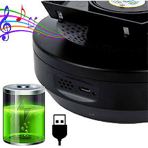 Veilleuse Projecteur Bluetooth Lecteur de Musique Rotatif 3 Couleurs Lumières Réglables Câble USB Télécommande Rechargeable