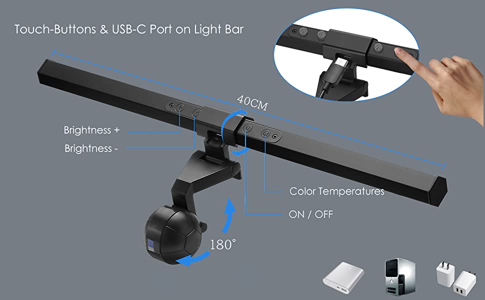 Computer Monitor Light Bar, 3 Color Modes, USB Powered, No Screen Glare, Adjustable Brightness Desktop Lamp.